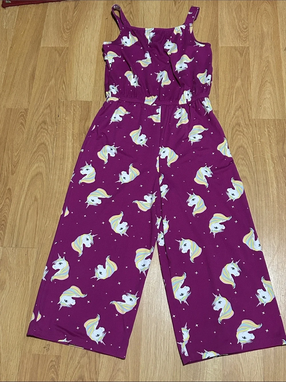 wonder nation Purple Unicorn Print Girls Jumpsuit Romper XL (14-16)